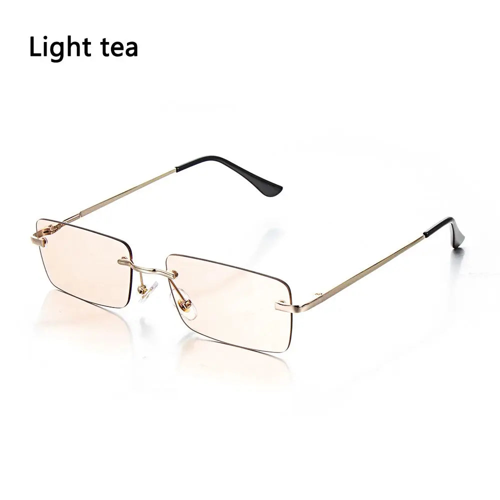 Trendy Rectangle  Rimless Punk Sunglasses UV400