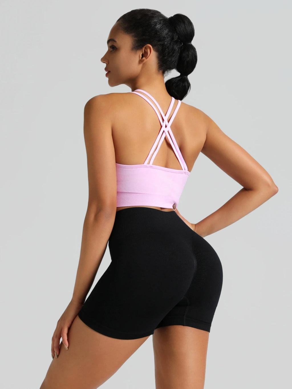 High Waisted Yoga Fitness Running Women's Shorts Tummy Control