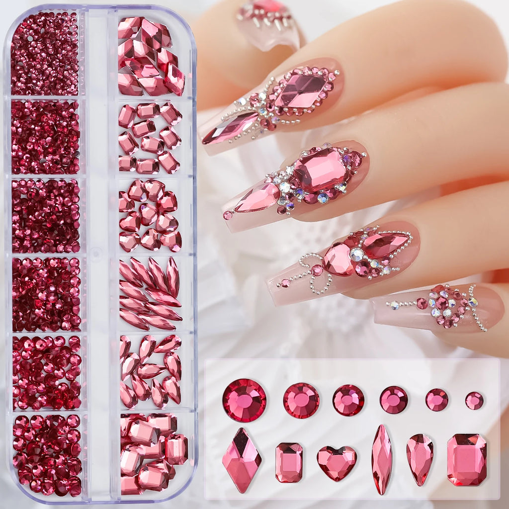 12Gird 3D Glass Crystal Nail Art