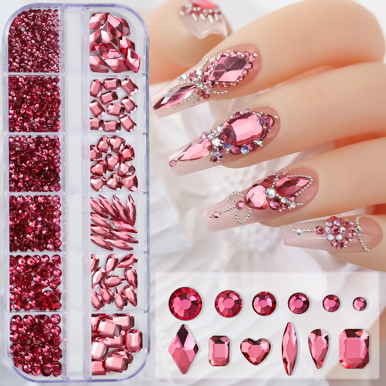 12Gird 3D Glass Crystal Nail Art