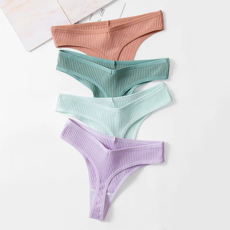 Women’s Cotton Striped Thong Panties – Sexy Cozy Lingerie