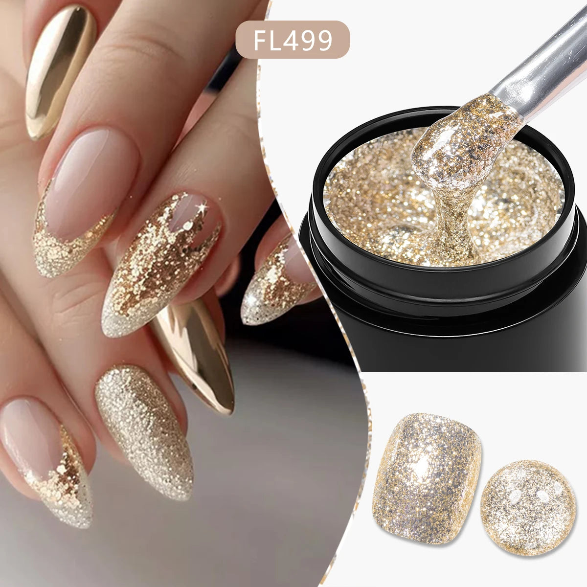 Four Lily 8ml Gold Sparkling Platinum Nail Gel Polish