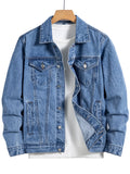 Men’s Blue Denim Jacket – Multi-Pocket Casual Street Style