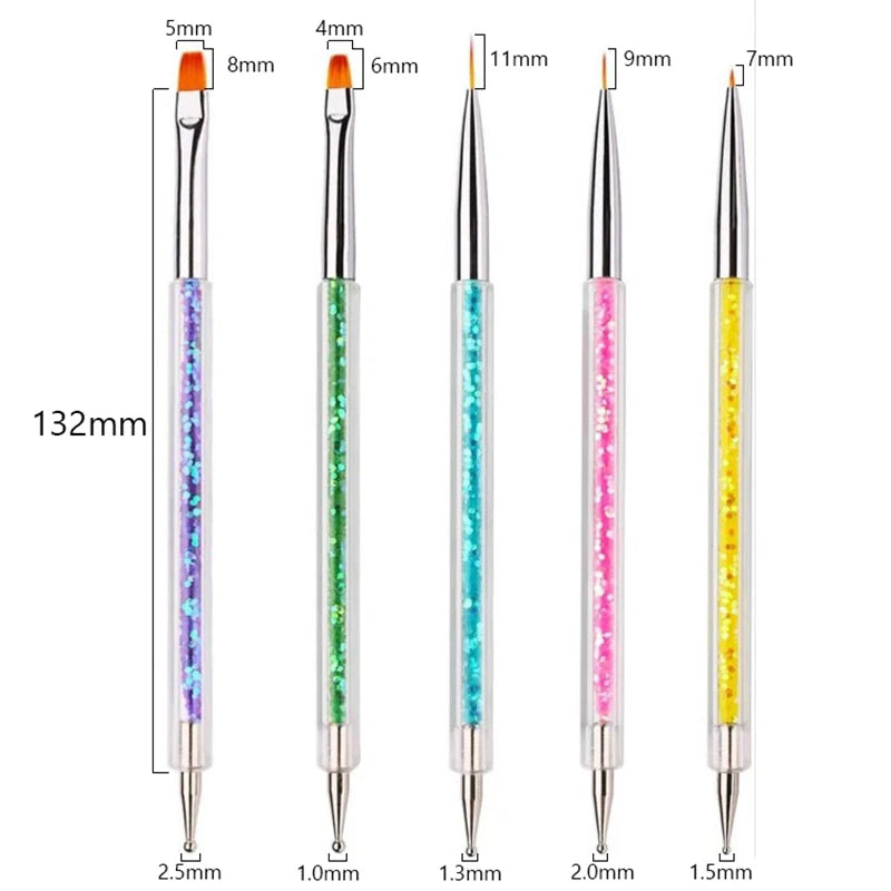 5/20Pcs Nail Art Brush Design Tip Painting Drawing