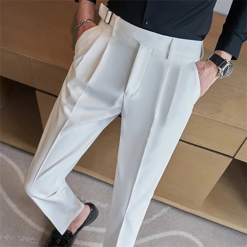 Men’s Slim Dress Pants – Adjustable Waist Business & Wedding Style