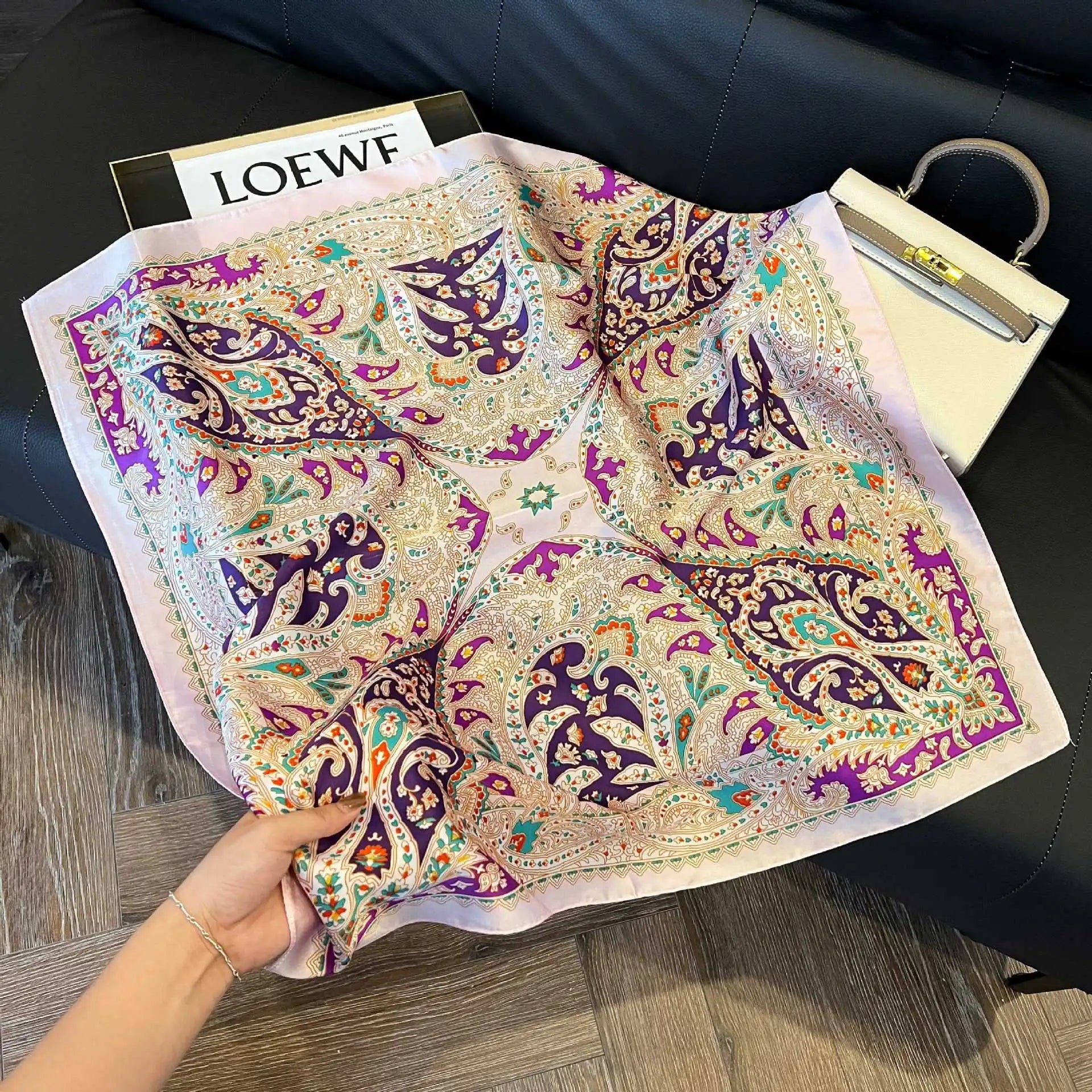 Luxury  Square Scarf Soft Satin For Women