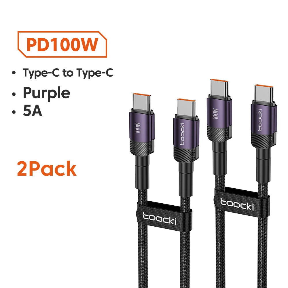 Toocki 100W Type C to USB C Cable PD Quick Charge 4.0