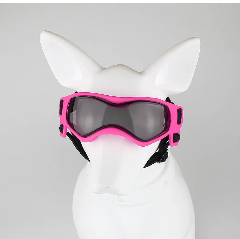 Dog and cat UV-protection goggles with adjustable straps for small to medium pets.