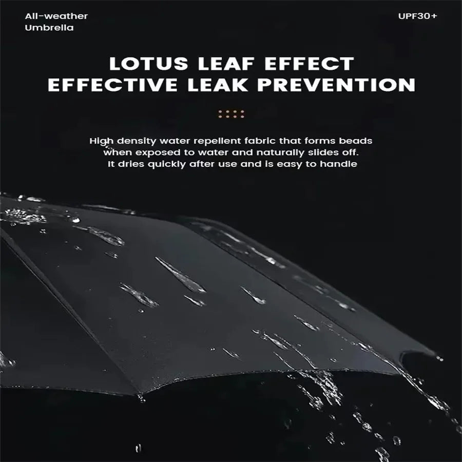 Black Automatic Folding Umbrella with UV Protection & Durable Frame