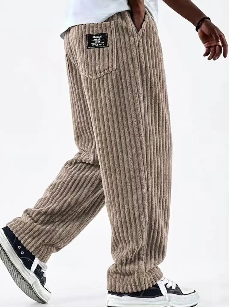 Men’s Retro Striped Corduroy Pants