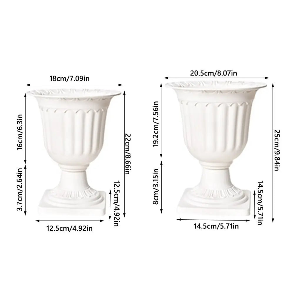 2pcs White Plastic Containers Flowerpot Roman Wedding
