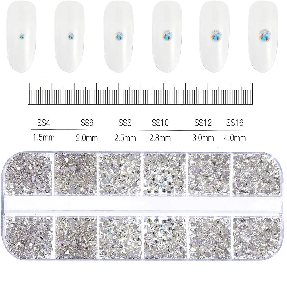 12Gird 3D Glass Crystal Nail Art