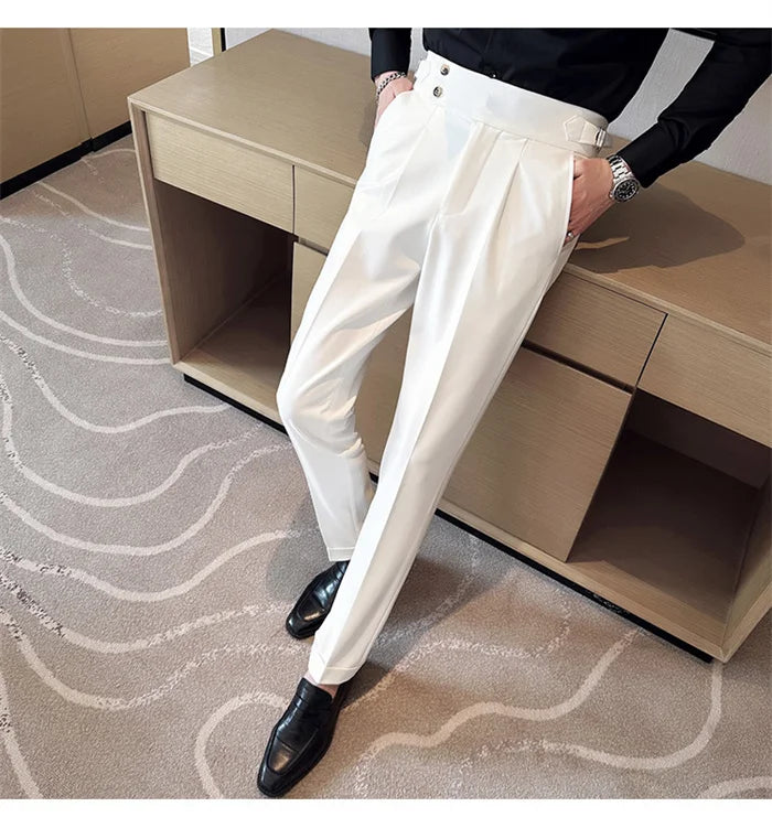 Men’s Slim Dress Pants – Adjustable Waist Business & Wedding Style