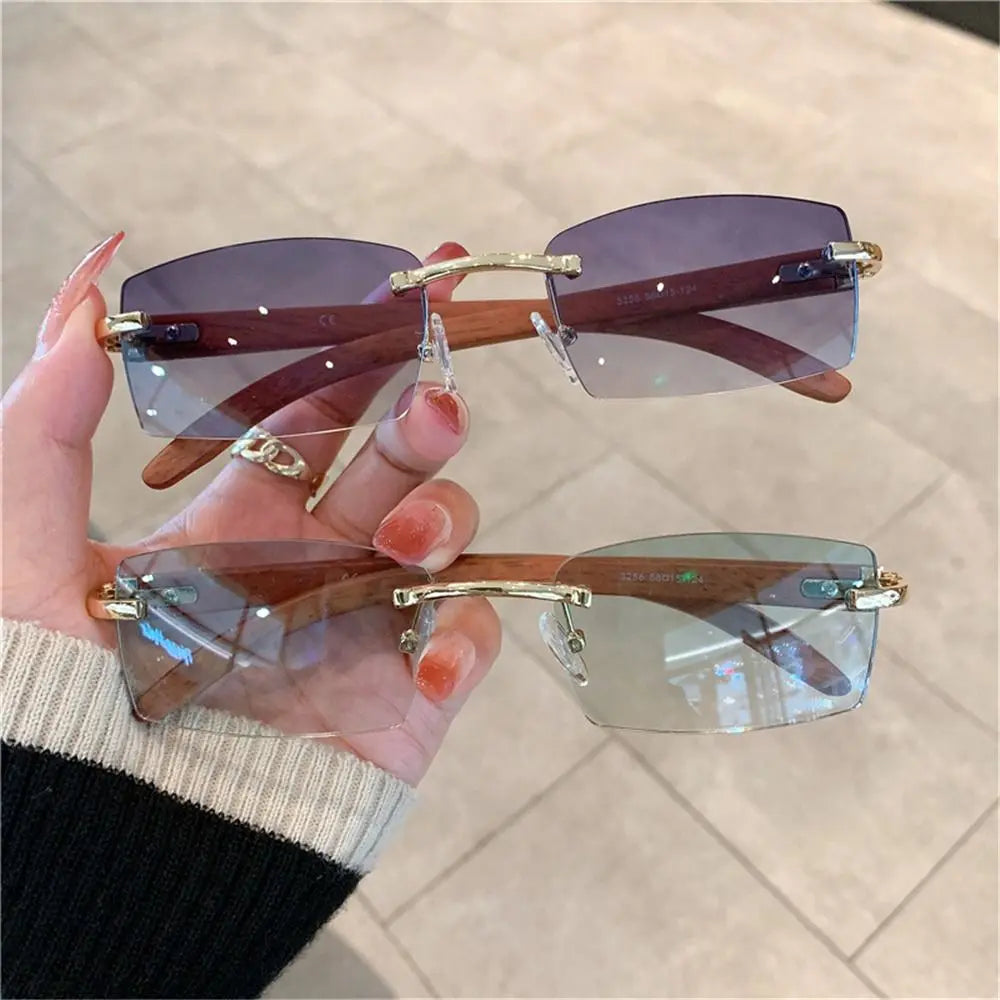 Trendy Rectangle  Rimless Punk Sunglasses UV400