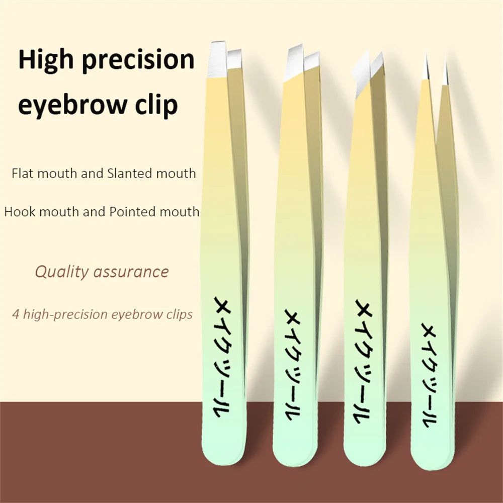 Stainless Steel Eyebrow Tweezers Set 4 Pcs  Eyebrow
