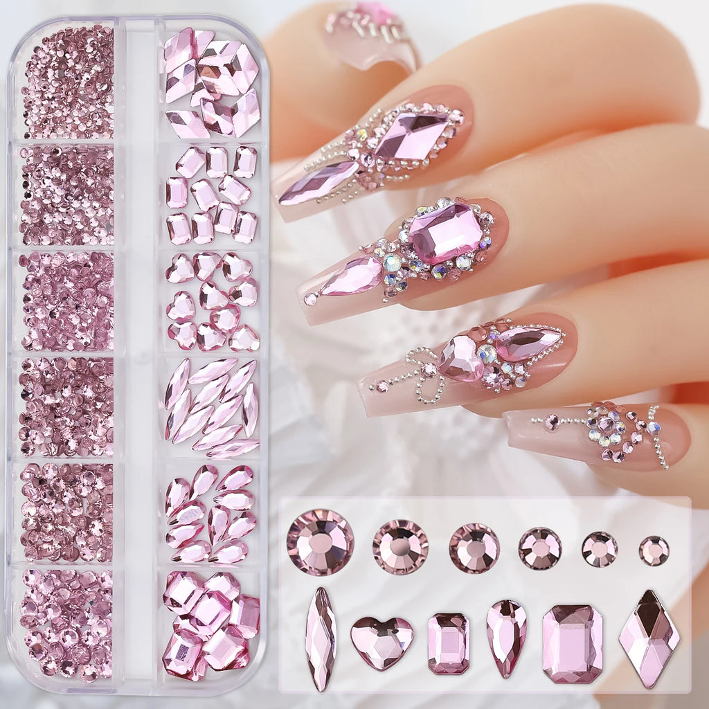 12Gird 3D Glass Crystal Nail Art
