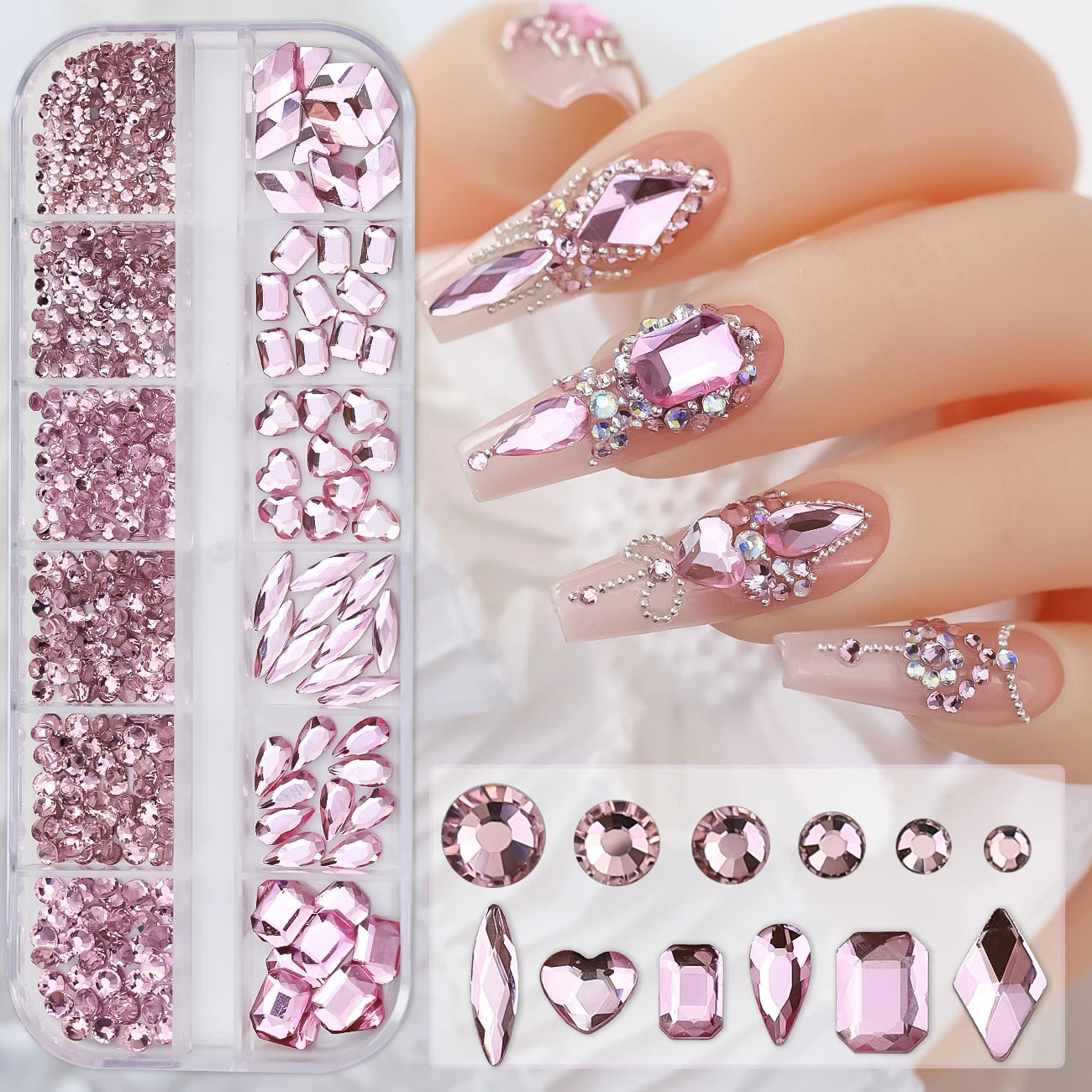 12Gird 3D Glass Crystal Nail Art