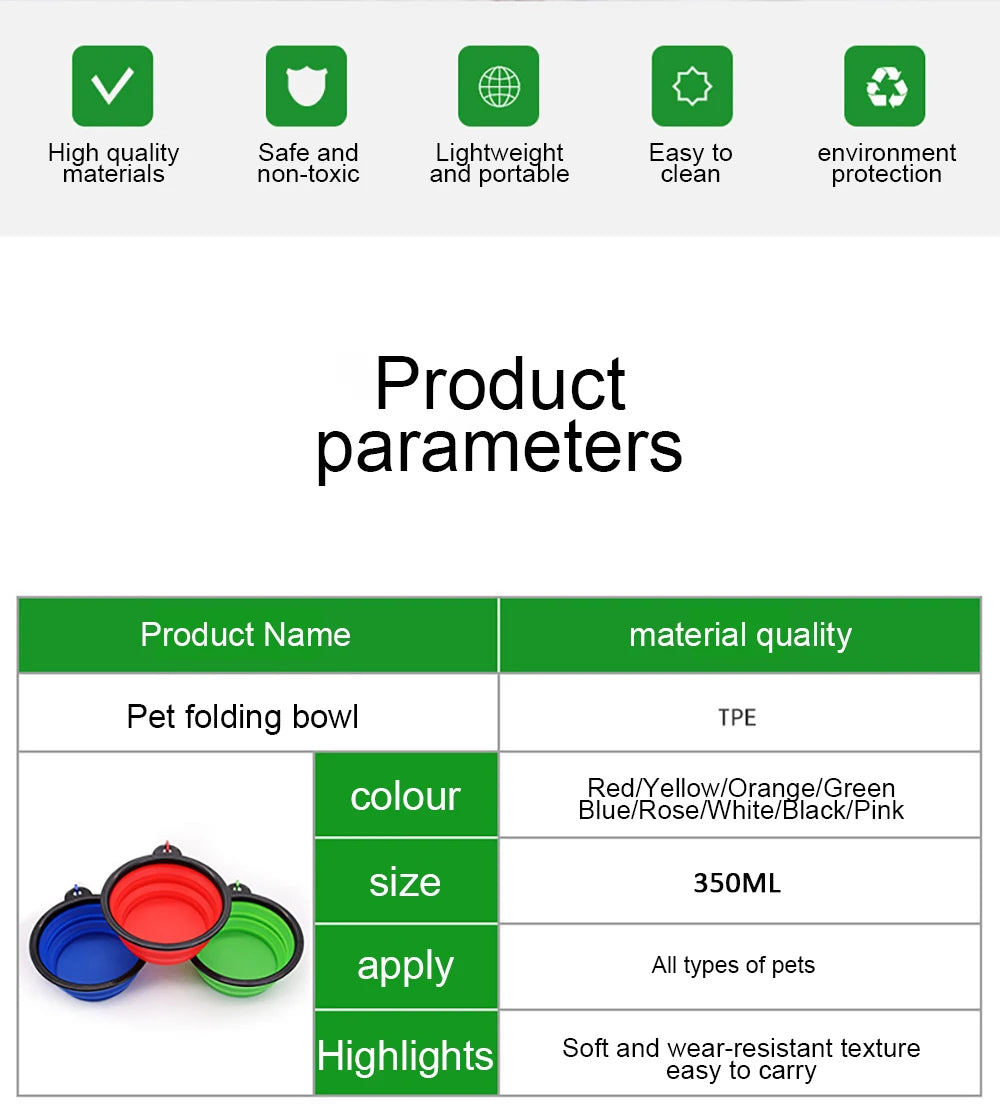 Outdoor Portable Pet Folding Silicone  Bowl