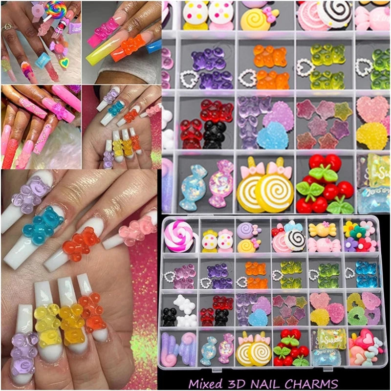 20PCS Multi Shape Kawaii Sweet Candy Nail Art Charms