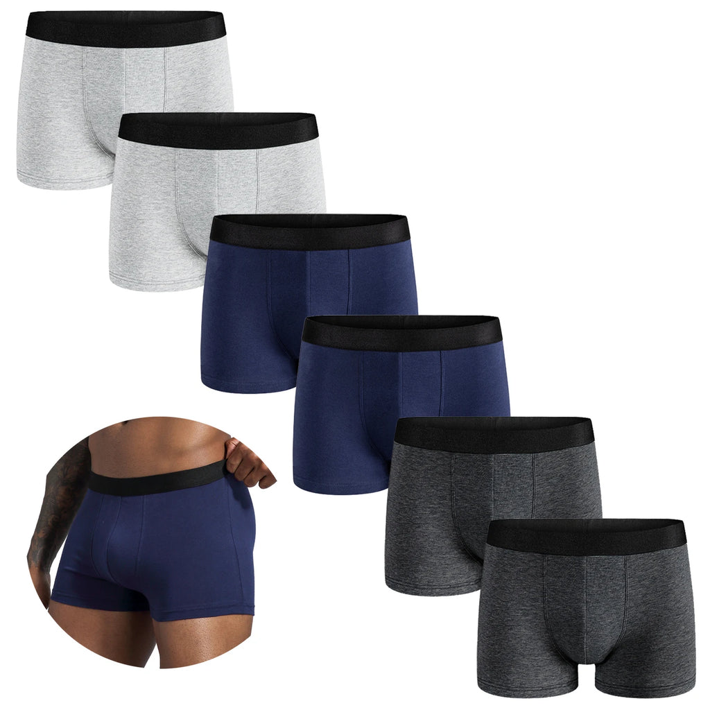 6-Pack Men’s Cotton Boxer Briefs – Luxury Underwear Set