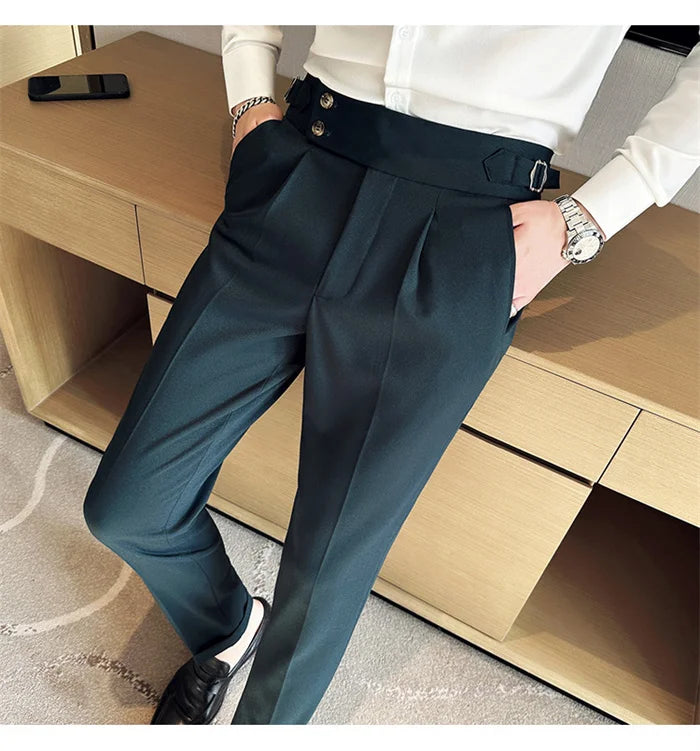 Men’s Slim Dress Pants – Adjustable Waist Business & Wedding Style