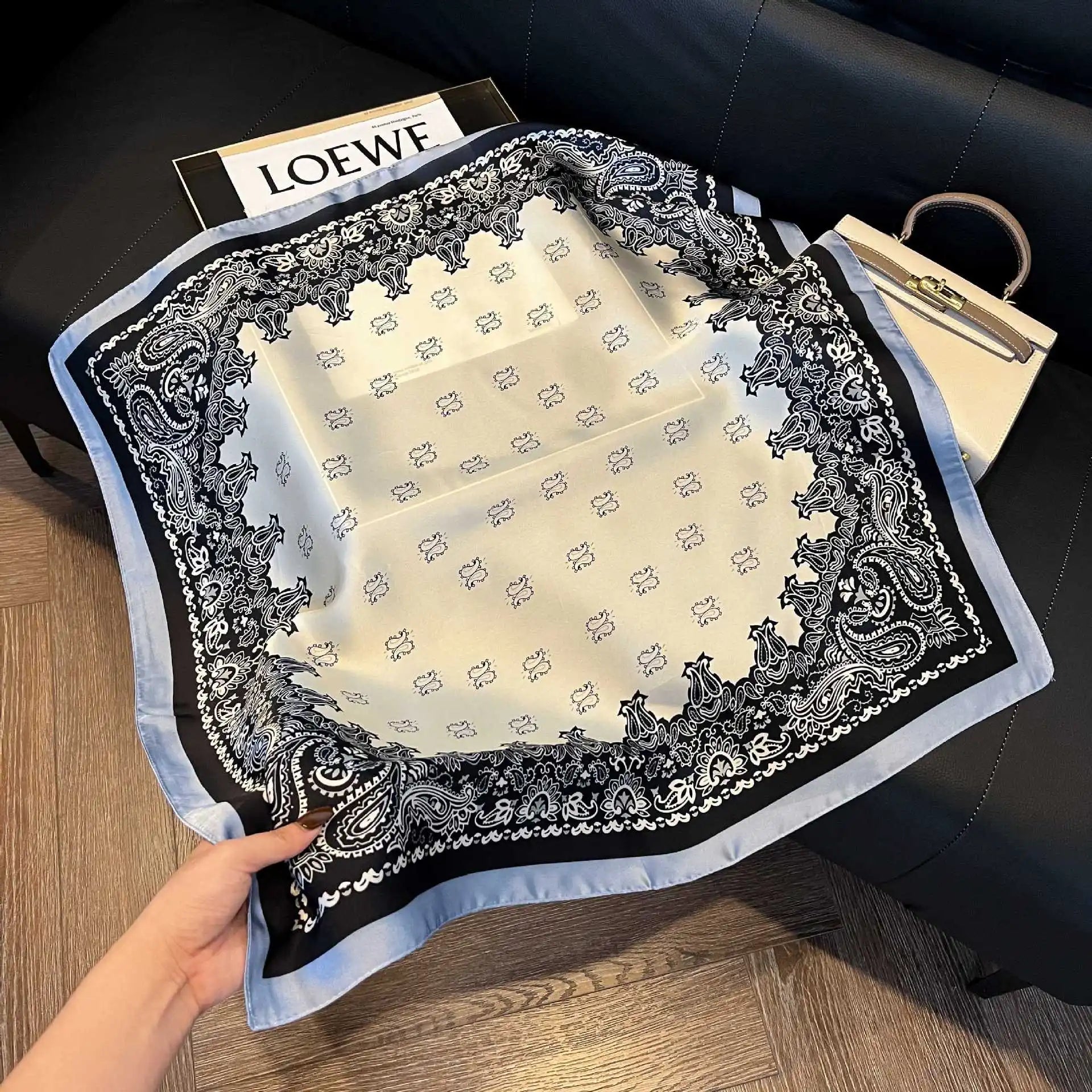 Luxury  Square Scarf Soft Satin For Women