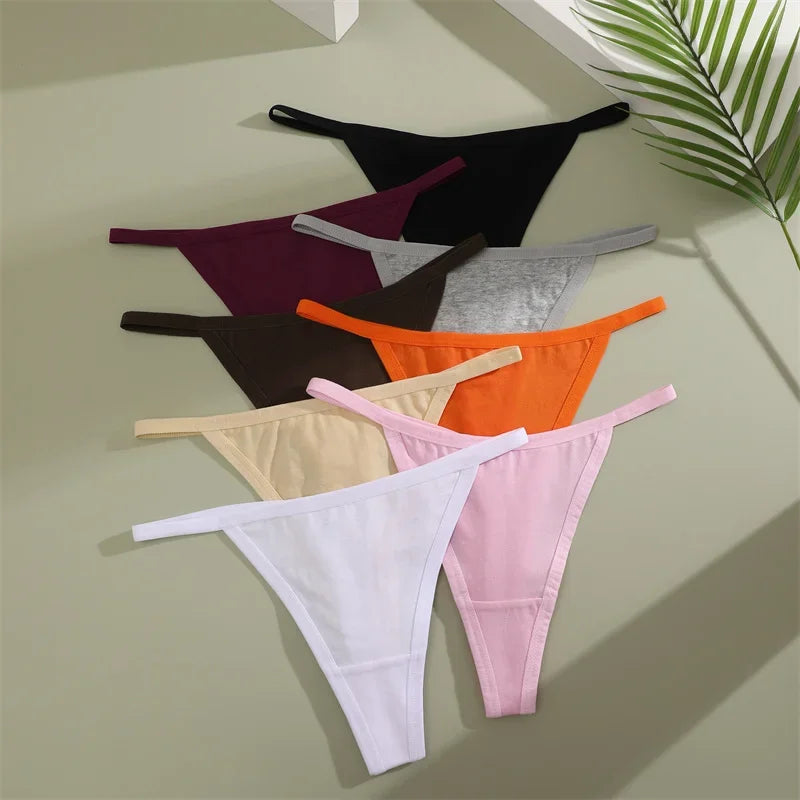 5-Pack Women’s Cotton Thong Panties – Low Waist Breathable Lingerie