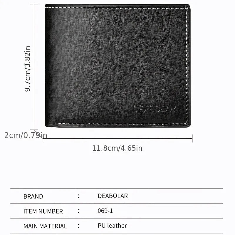 Pu Leather Men's Wallet Thin Folding Style