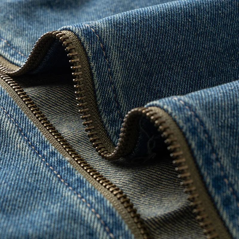 Men’s Casual Denim Jacket – Zipper Loose High Street Workwear