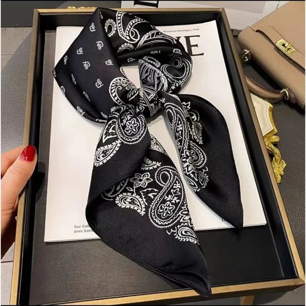 Fashion 70cm  Square Scarf Women Satin Hair Bandana