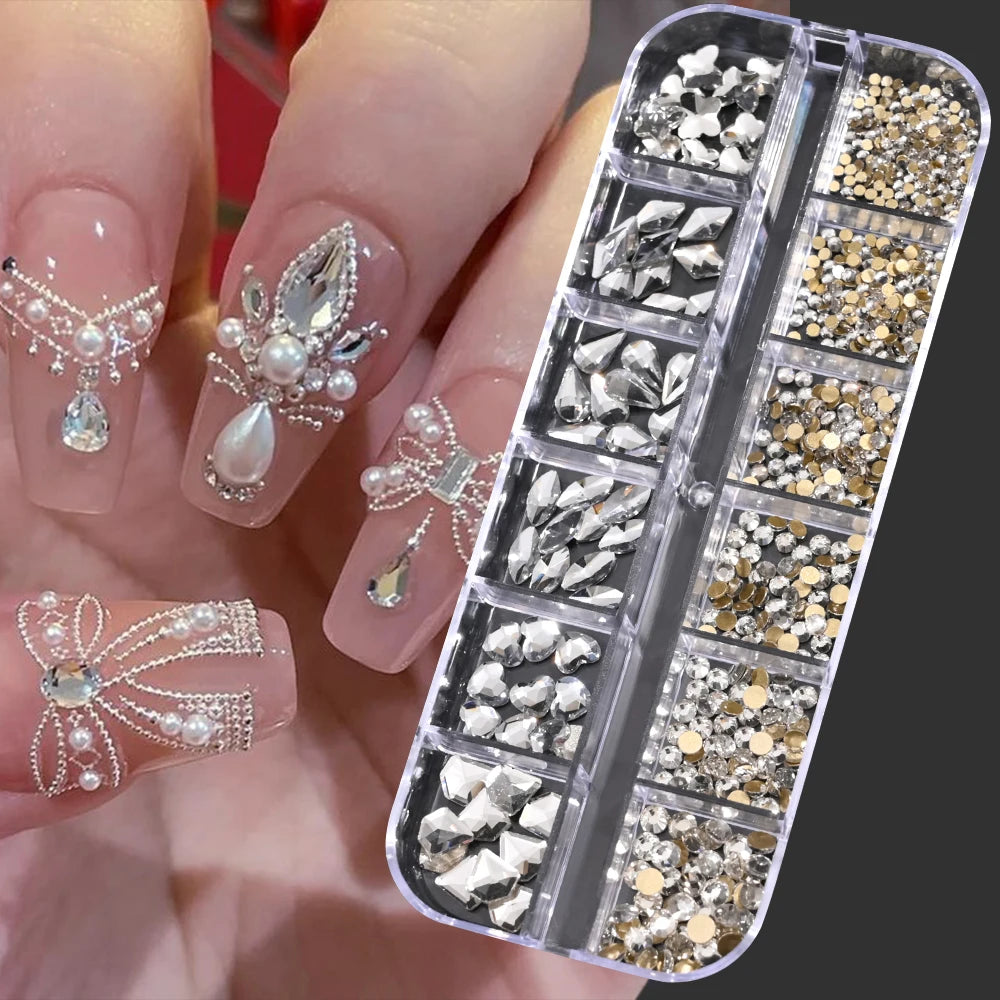12Gird 3D Glass Crystal Nail Art