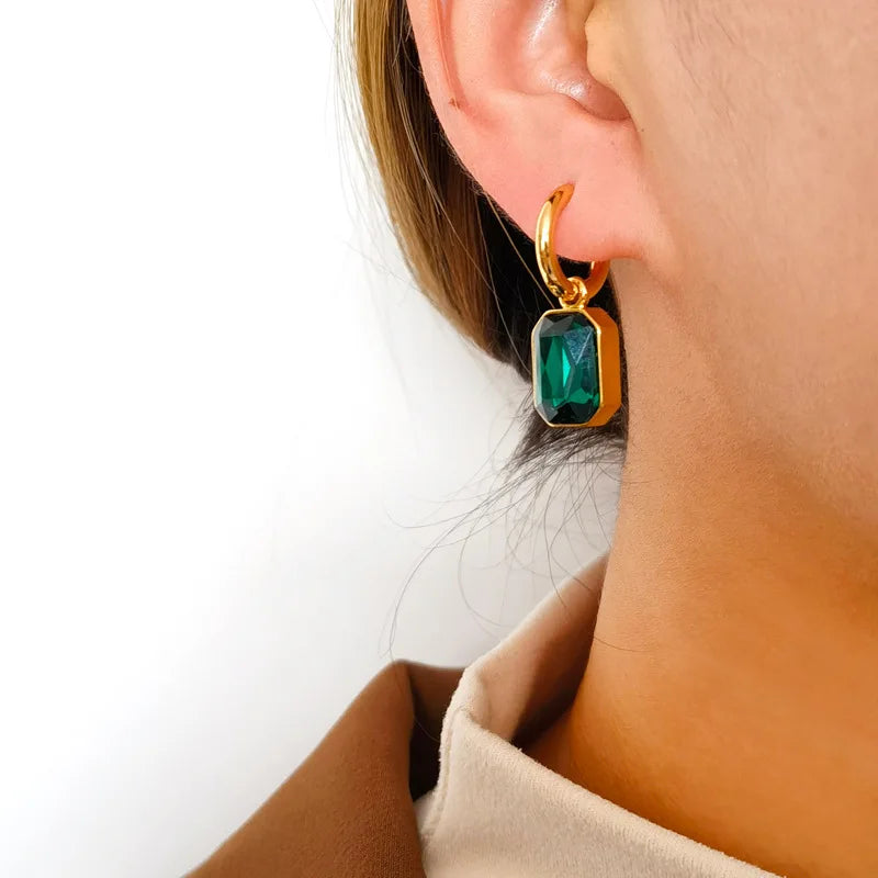 Trendy Gold Color Crystal Dangle Earrings