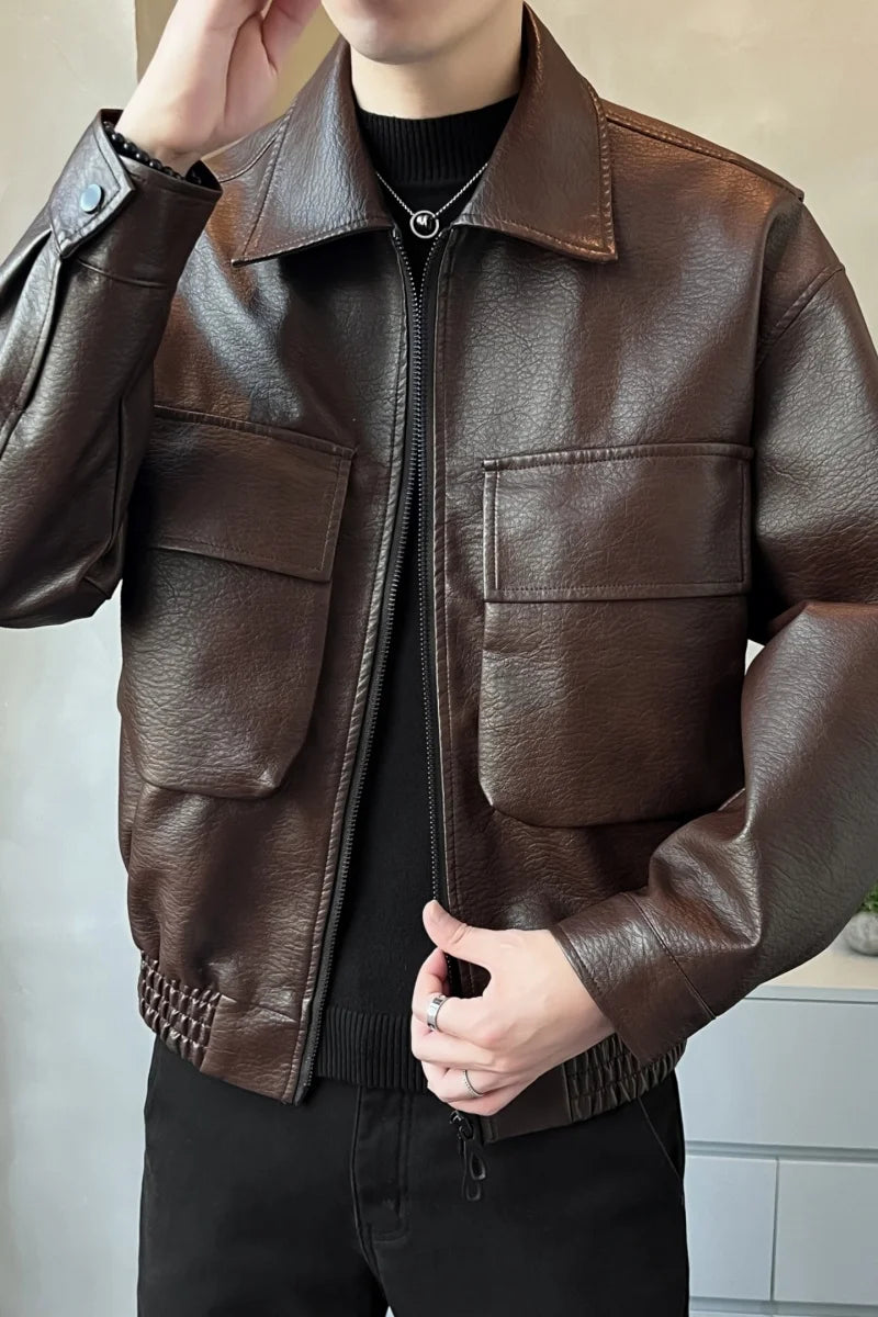 Men’s PU Leather Motorcycle Jacket