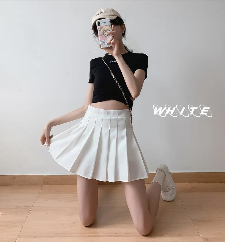 Kawaii Pink Plaid Pleated Mini Skirt (High-Waist Japanese School Style)