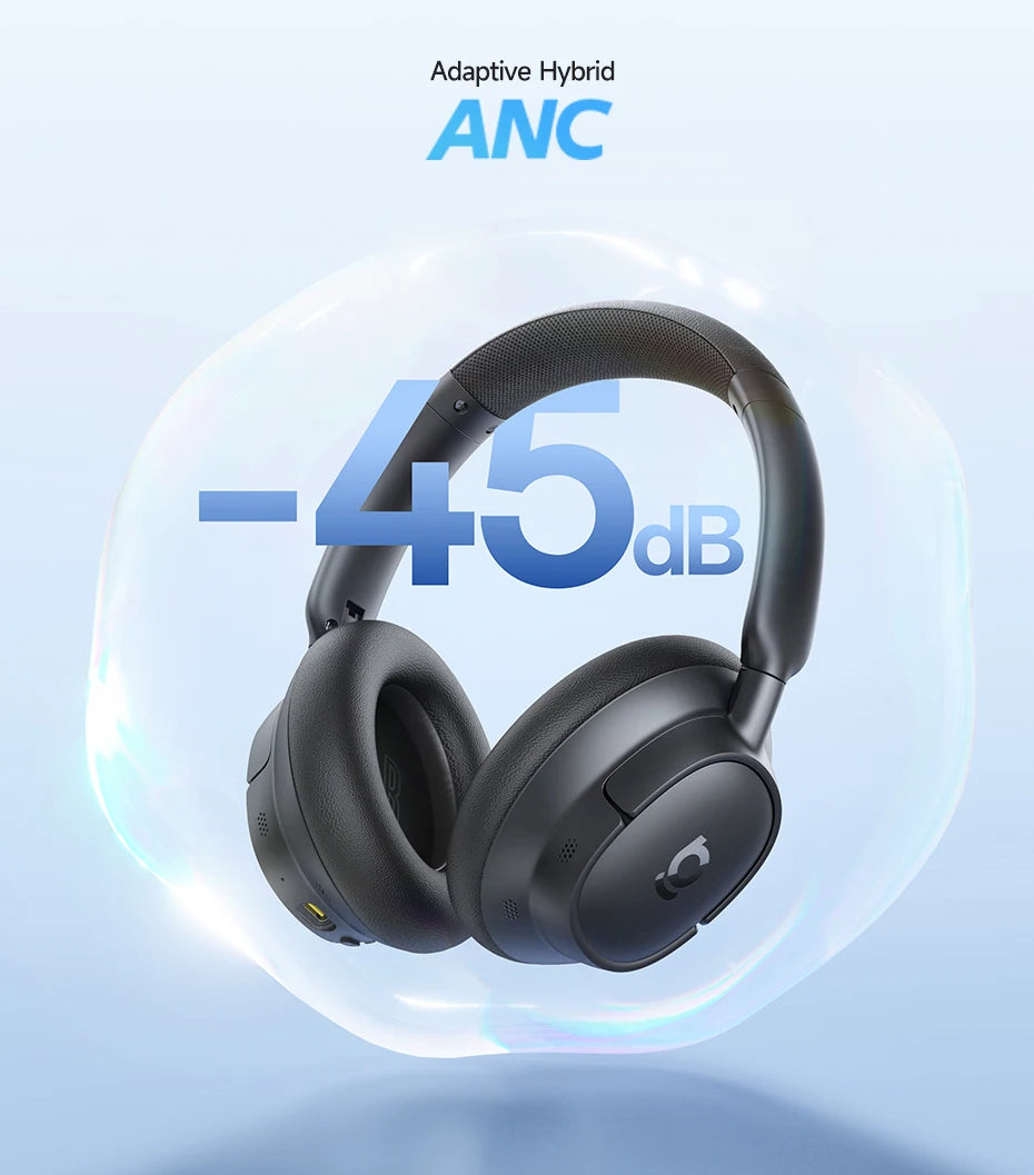 Baseus EH10 NC wireless headphones with adaptive noise canceling, Hi-Res audio, Bluetooth 6.0, and 80-hour battery.