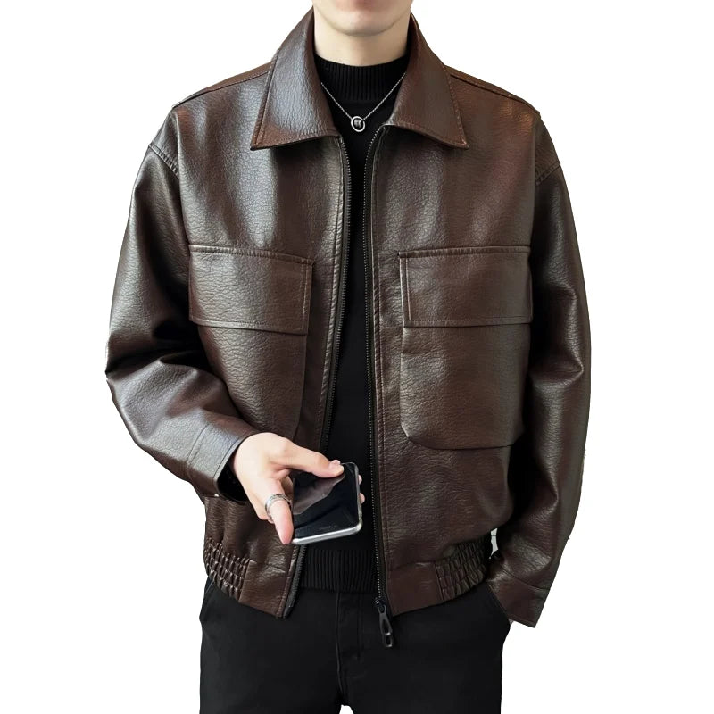 Men’s PU Leather Motorcycle Jacket