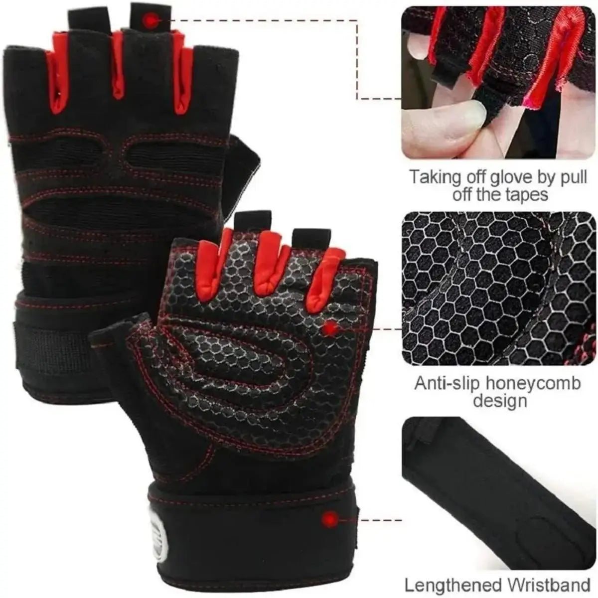 Shockproof Gym Gloves with Wrist Support (Fitness & Training)