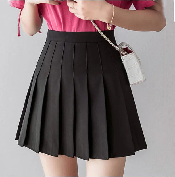 Kawaii Pink Plaid Pleated Mini Skirt (High-Waist Japanese School Style)