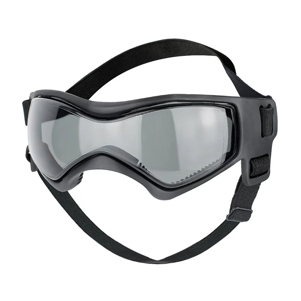 Dog and cat UV-protection goggles with adjustable straps for small to medium pets.