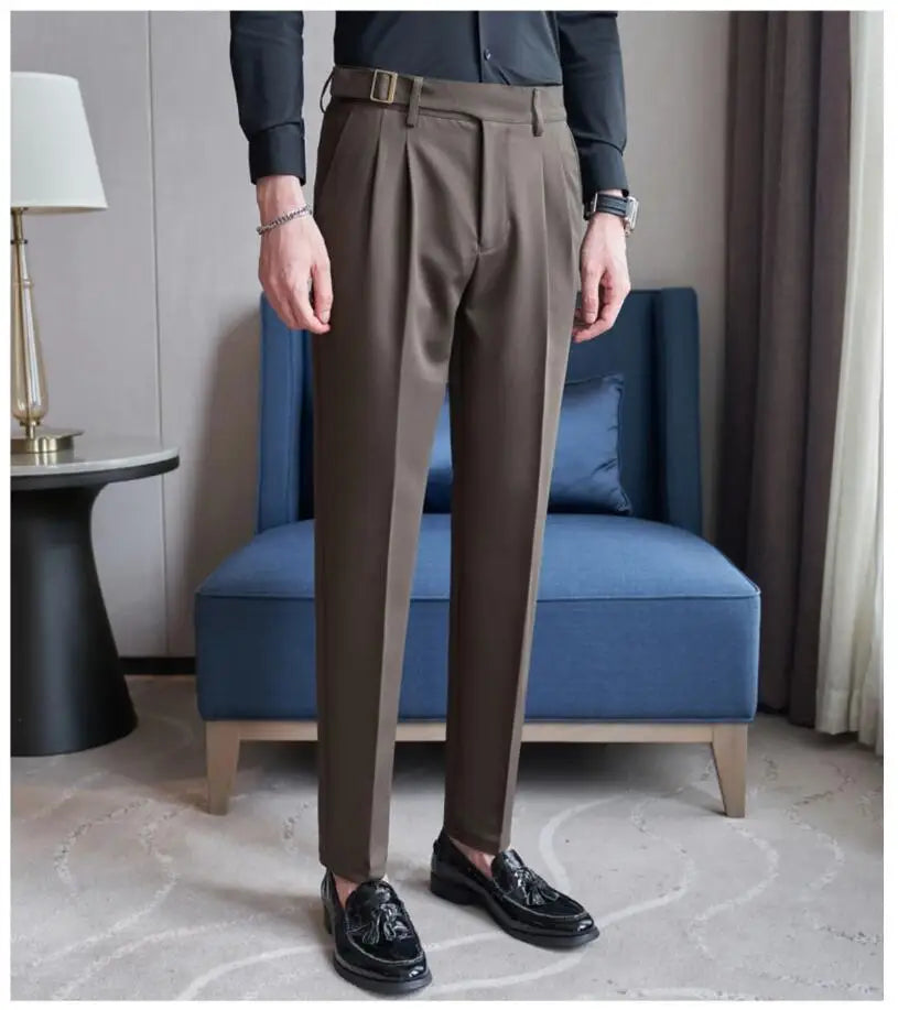 Men’s Slim Dress Pants – Adjustable Waist Business & Wedding Style