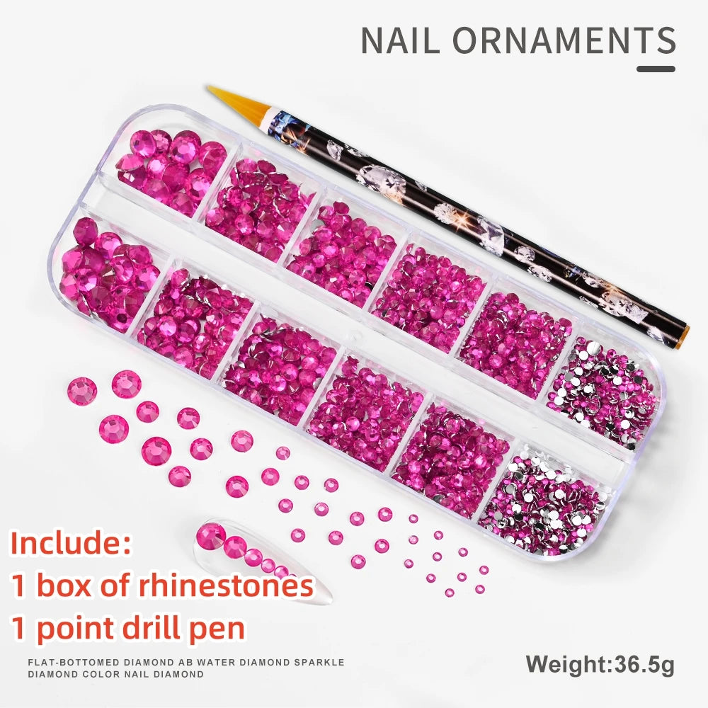 12Gird 3D Glass Crystal Nail Art