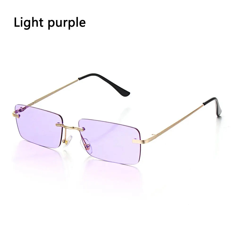 Trendy Rectangle  Rimless Punk Sunglasses UV400