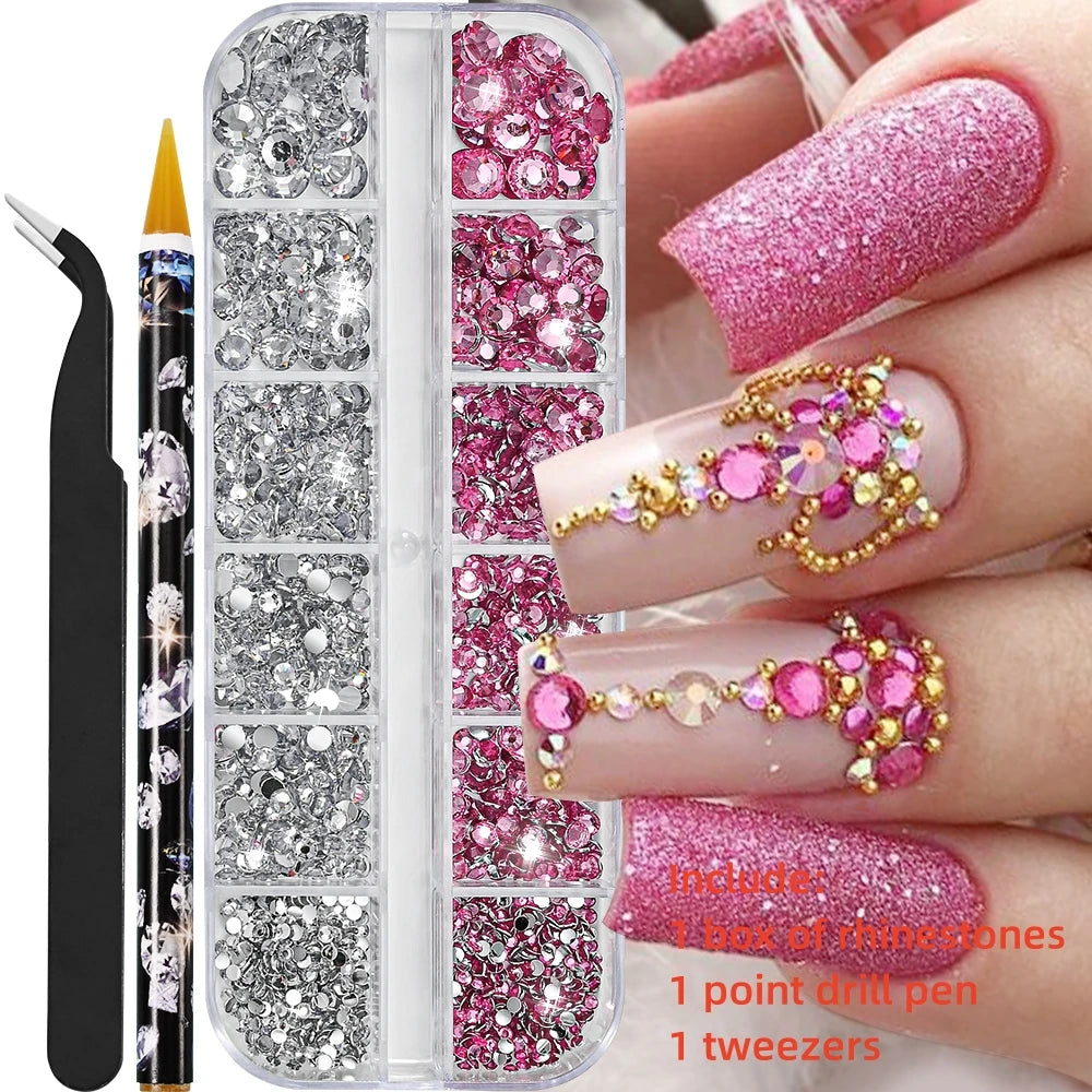 12Gird 3D Glass Crystal Nail Art