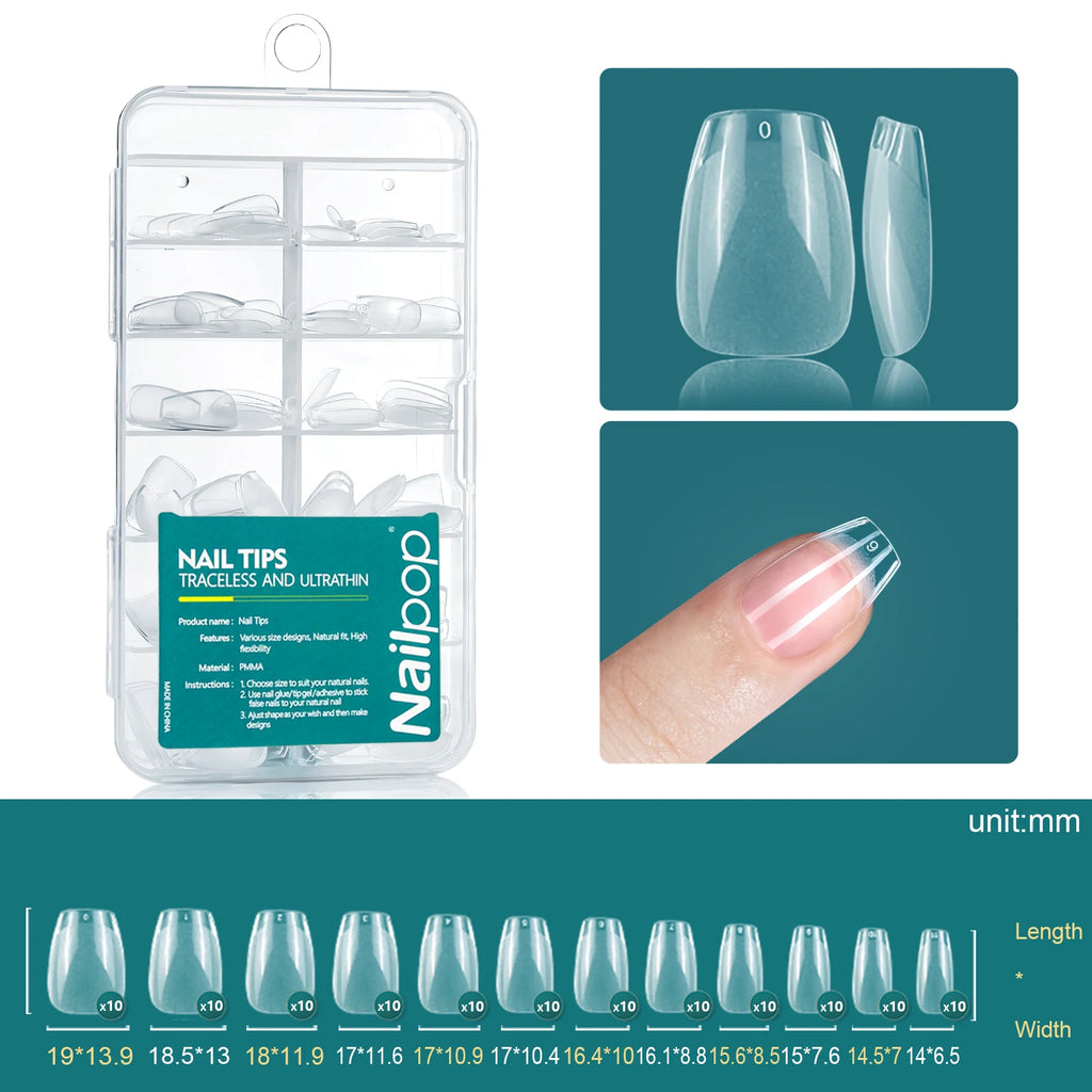 Nailpop 120pcs/box Gel X Nail Tips Medium Short Almond Shape