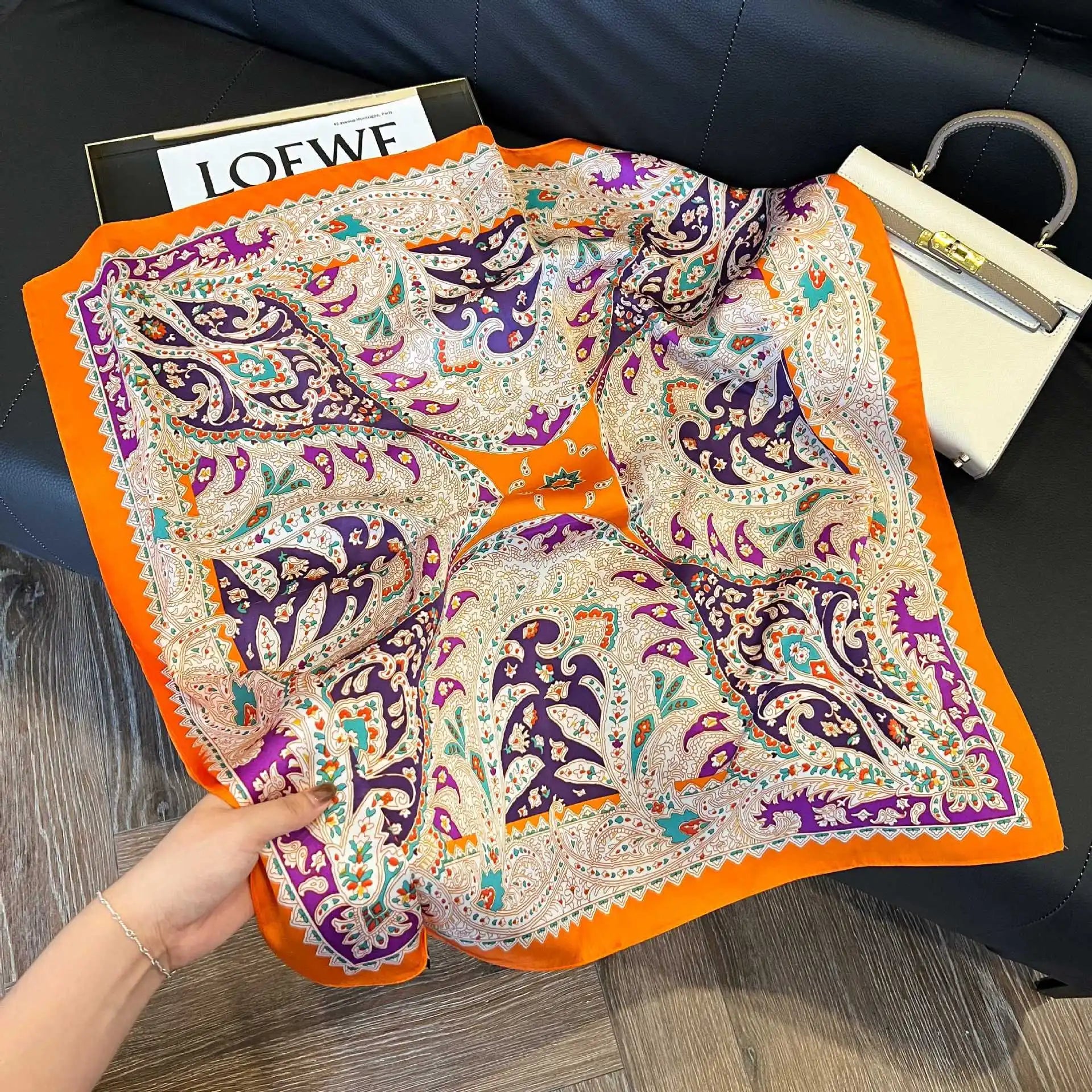Luxury  Square Scarf Soft Satin For Women