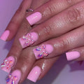 White French Press on Nails 3D Bowknot