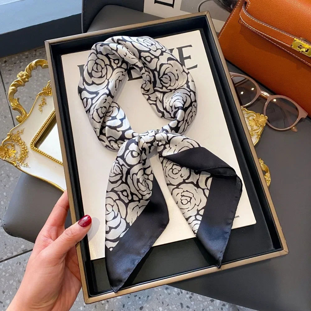 Fashion 70cm  Square Scarf Women Satin Hair Bandana