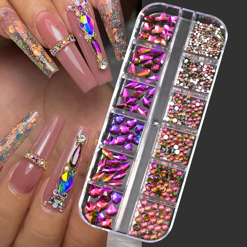 12Gird 3D Glass Crystal Nail Art