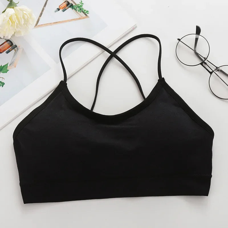 Women’s Cross Strap Push Up Sports Bra – Breathable Gym Crop Top