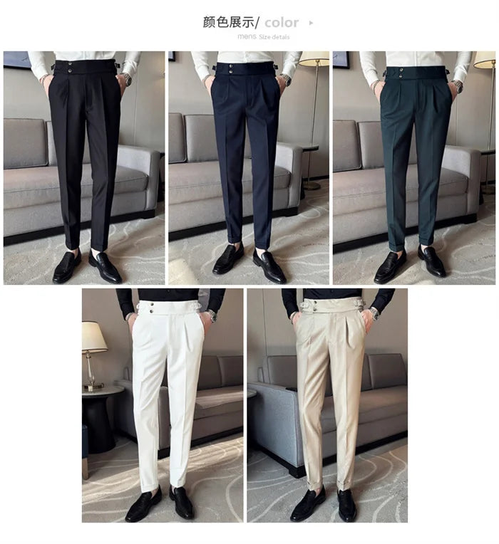 Men’s Slim Dress Pants – Adjustable Waist Business & Wedding Style